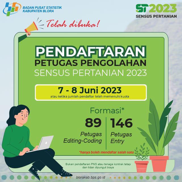 Rekrutmen Petugas Pengolahan dan Editing Coding Sensus Pertanian 2023