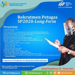 Pengumuman Rekrutmen Petugas Sensus Penduduk 2020 Long Form (SP2020-LF)