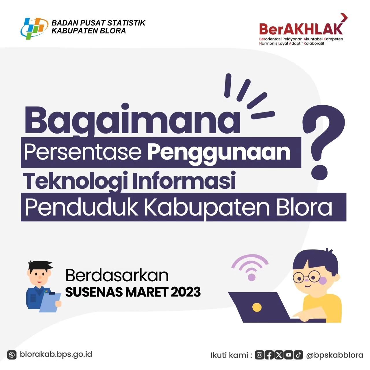 Bagaimana Presentase Penggunaan Teknologi Informasi Penduduk Kabupaten Blora?